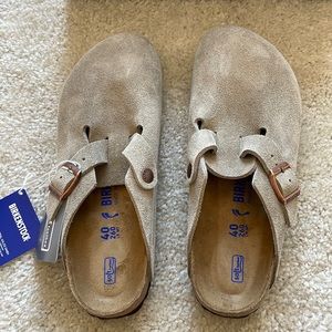 Birkenstock Boston Soft Footbed Clogs TAUPE SUEDE Women’s Size 9 NWT